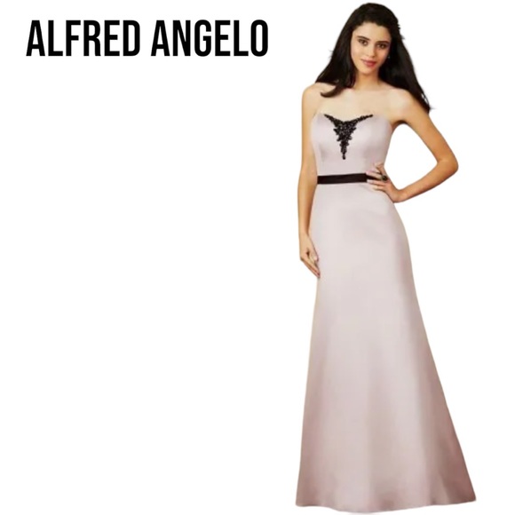 Alfred Angelo Dresses & Skirts - NWT Alfred Angelo GOWN 7284L FIRST BLUSH PINK & BLACK Size 10 Bridesmaid